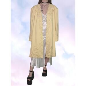 Vintage Ben Marc Yellow Beaded Embroidered Long Dress Jacket